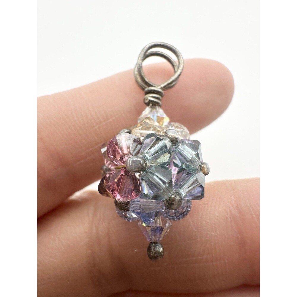 Vintage Handmade Crystal Cluster Floral Charm Pendant